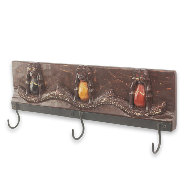 Bungalow Rose 18'' Wide Solid Wood 3 Hook Wall Mounted Wall Mounted